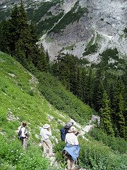 people hiking a trail symbolizing leadership